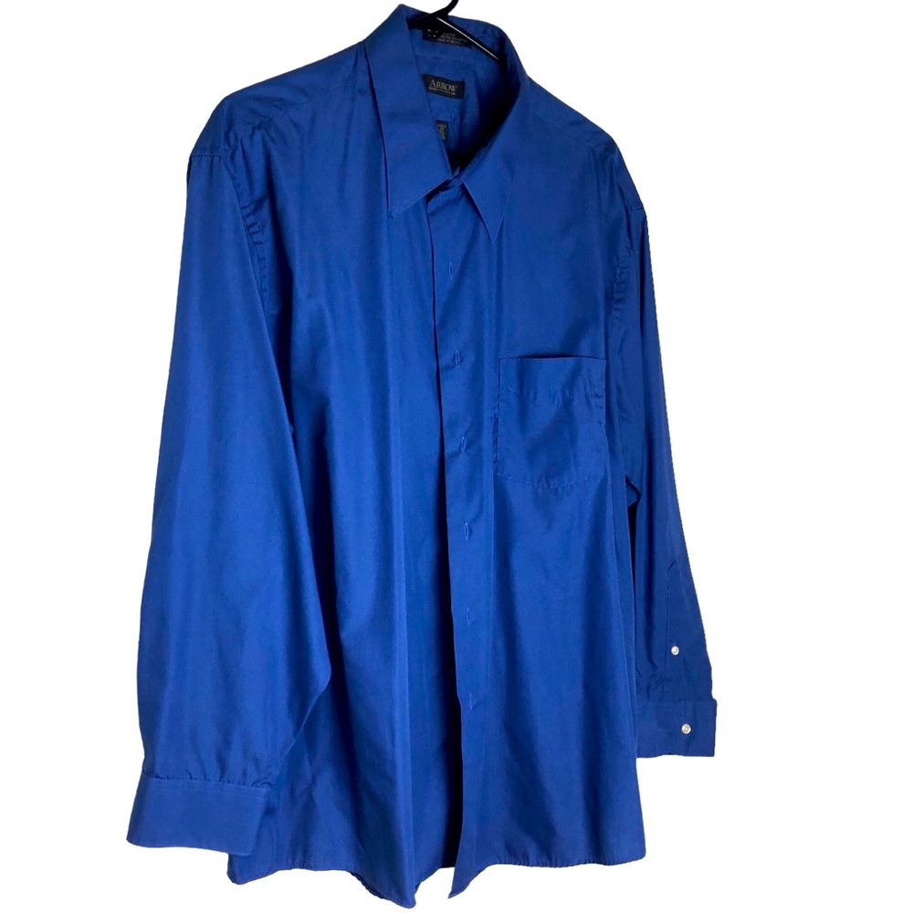 ARROW Blue long sleeve white button Shirt Extra buttons Men’s Neck 18.5 34/35